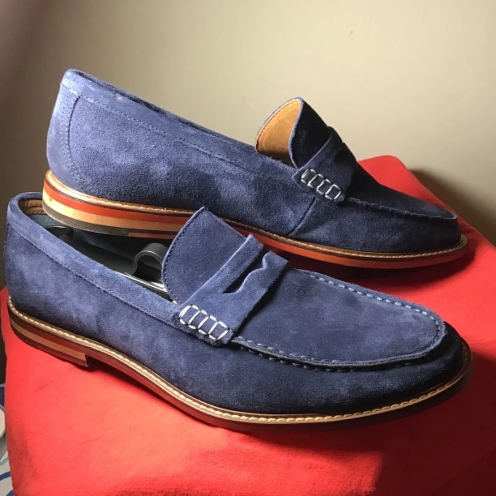 😎ALDO, new cond, size 9.5, blue suede loafers, see photos, no box 🔥 - Picture 3 of 7